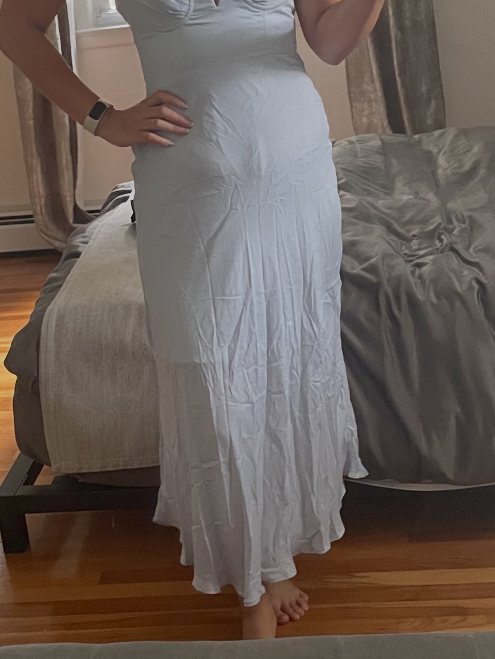 Selfie Leslie Pale Blue Strapless Maxi Dress